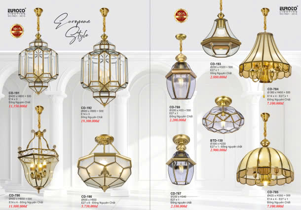 Đèn thả đồng nguyên chất
